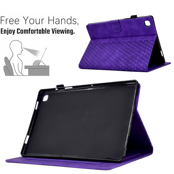 For Samsung Galaxy Tab S6 Lite P610 / P615 Rhombus Embossed Leatherette Smart Tablet Case(Purple)