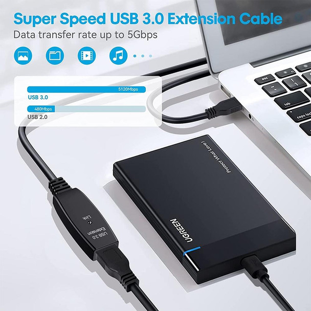 USB 3.0 Male to Female Data Sync Super Speed Extension Cable, Length:20m