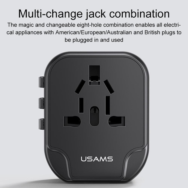 USAMS US-CC173 T55 12W Universal Multi Plug Travel Charger(Black)