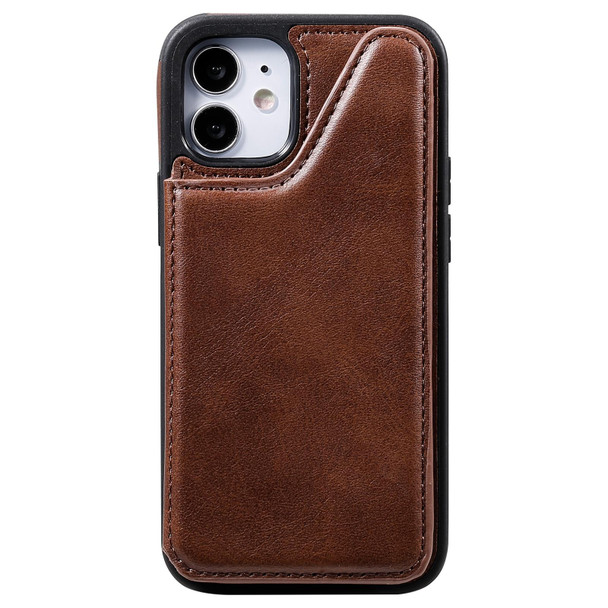 Shockproof Calf Texture Protective Case with Holder & Card Slots & Frame - iPhone 12 mini(Coffee)