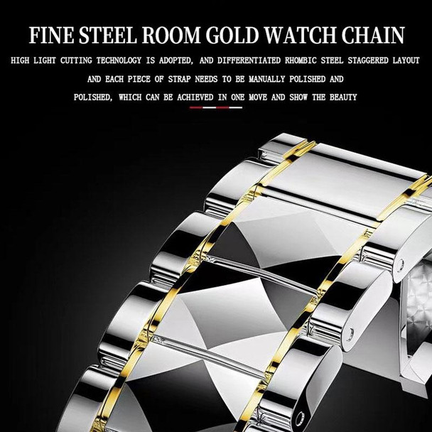 BINBOND B5552 Luminous Multifunctional Business Calendar Quartz Watch(Female-Inter-gold-Gold)
