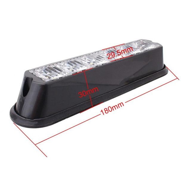 18W 1080LM 6-LED White + Red Light Wired Car Flashing Warning Signal Lamp, DC 12-24V, Wire Length: 90cm