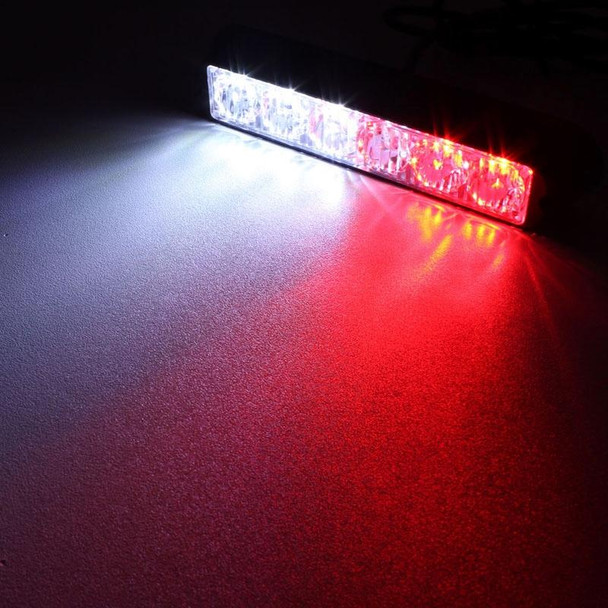 18W 1080LM 6-LED White + Red Light Wired Car Flashing Warning Signal Lamp, DC 12-24V, Wire Length: 90cm