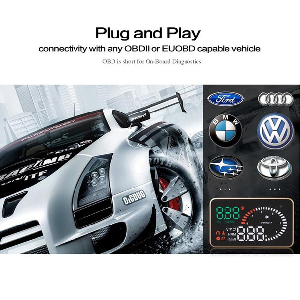 X6 3.5 inch Car OBDII / EUOBD HUD Vehicle-mounted Head Up Display Security System, Support Speed & Water Temperature & Speed Alarm & Fuel Consumption & Battery Voltage, etc.