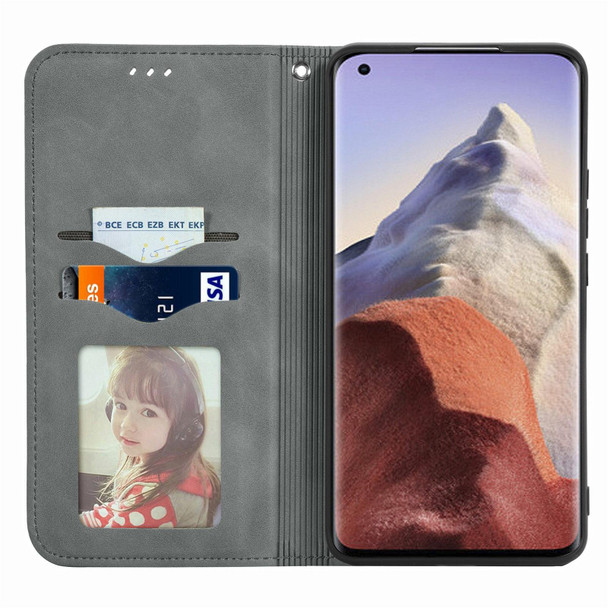 For Xiaomi Mi 11 Ultra Retro Skin Feel Magnetic Flip Leather Phone Case(Gray)