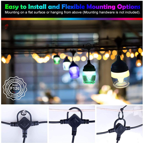 12 Lights 11.2m Illusion Music Bluetooth Sound Control Light String RGB Bulb String US Plug