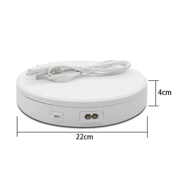 22cm Electric Rotating Turntable Display Stand Live Video Shooting Props Turntable Jewelry Shoes Display Platform, EU Plug (White)