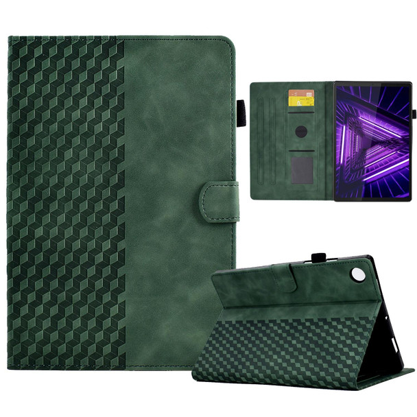 For Lenovo Tab M10 / M10 Plus FHD X606F Rhombus Embossed Leatherette Smart Tablet Case(Green)