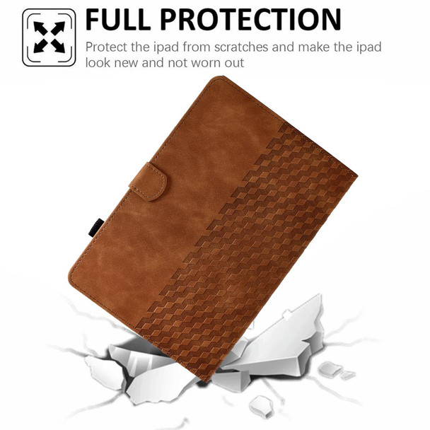 For Lenovo Tab M10 / M10 Plus FHD X606F Rhombus Embossed Leatherette Smart Tablet Case(Brown)