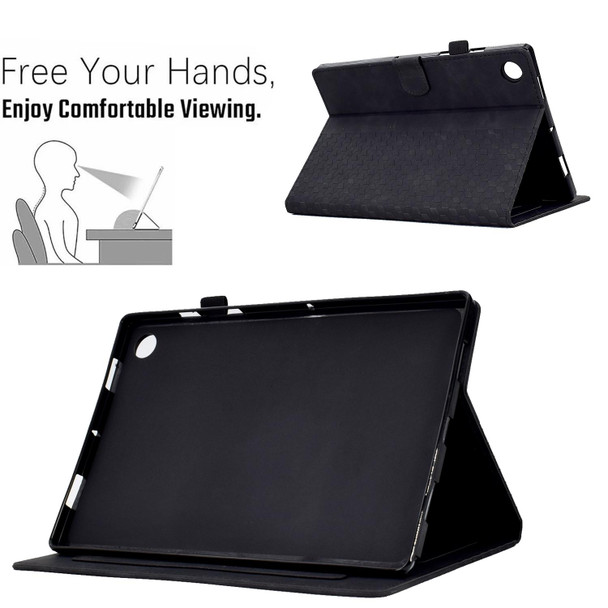 For Lenovo Tab M10 / M10 Plus FHD X606F Rhombus Embossed Leatherette Smart Tablet Case(Black)