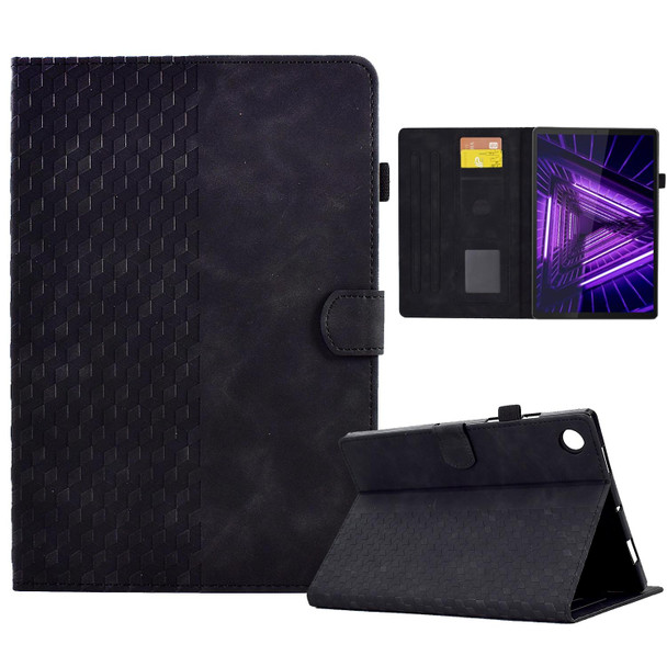 For Lenovo Tab M10 / M10 Plus FHD X606F Rhombus Embossed Leatherette Smart Tablet Case(Black)