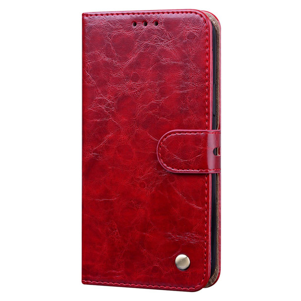 Business Style Oil Wax Texture Horizontal Flip Leatherette Case with Holder & Card Slots & Wallet - iPhone 12 / 12 Pro(Red)