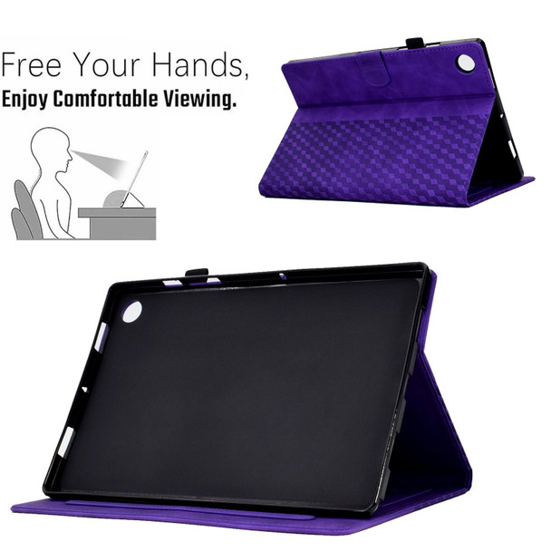 For Lenovo Tab M10 / M10 Plus FHD X606F Rhombus Embossed Leatherette Smart Tablet Case(Purple)