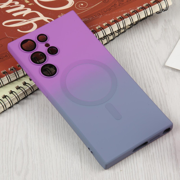 For Samsung Galaxy S22 Ultra 5G Liquid TPU Silicone Gradient MagSafe Phone Case(Purple Grey)