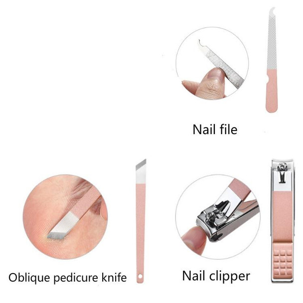 15 In 1  Stainless Steel Pink Manicure Tool Set