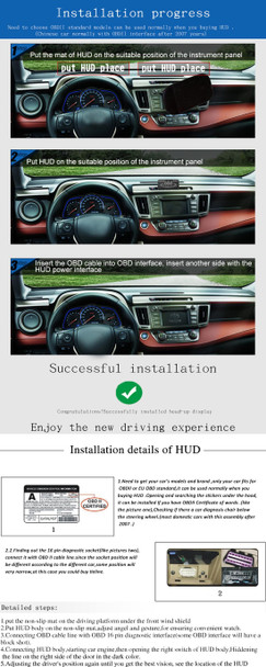 E300 5.5 inch Car OBDII / EUOBD HUD Vehicle-mounted Head Up Display Security System, Support Speed & Fuel Consumption, Overspeed Alarm,  Fuel Consumption, Water Temperature, etc.(Black)