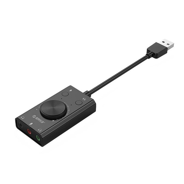 ORICO SC2 Multi-function USB External Driver-free Sound Card with 2 x Headset Ports & 1 x Microphone Port & Volume Adjustment (Black)