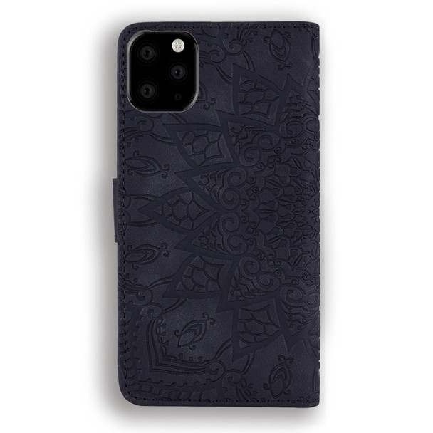 Calf Pattern Double Folding Design Embossed Leatherette Case with Wallet & Holder & Card Slots for iPhone 11 Pro (5.8 inch)(Black)