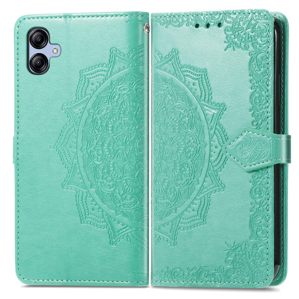 For Samsung Galaxy A04e Mandala Flower Embossed Leatherette Phone Case(Green)