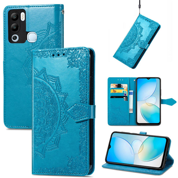 For Infinix Hot 12i Mandala Flower Embossed Leatherette Phone Case(Blue)