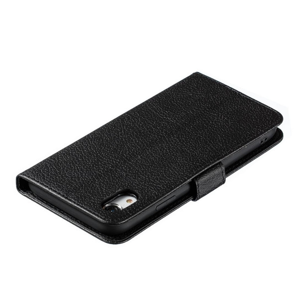 Feather Pattern Litchi Texture Horizontal Flip Leatherette Case with Wallet & Holder & Card Slots - iPhone XR(Black)