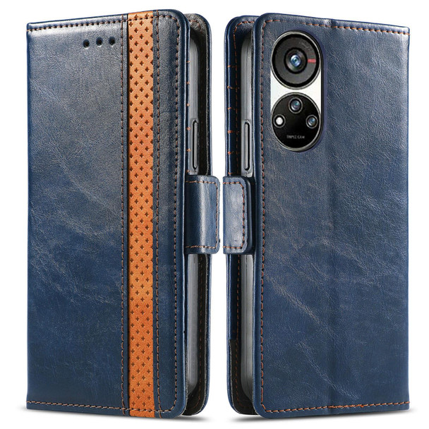 For ZTE Blade V40s CaseNeo Splicing Dual Magnetic Buckle Leather Phone Case(Blue)