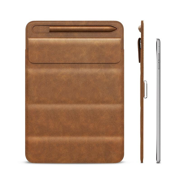 3-fold Stand Magnetic Tablet Sleeve Case Liner Bag For iPad 9.7 / 10.2 / 10.5 / 10.9 / 11 inch(Light Brown)