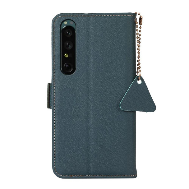 For Sony Xperia 1 IV Side-Magnetic TJ Genuine Leatherette RFID Phone Case(Green)