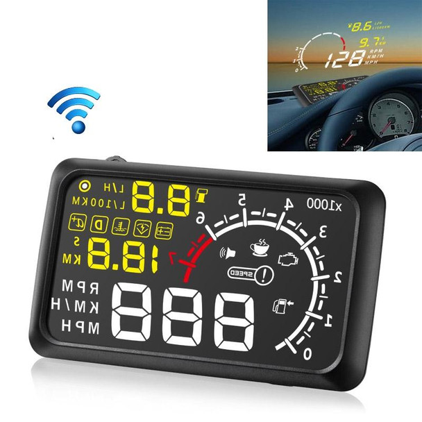 X3 Bluetooth 5.5 inch Car OBDII / EUOBD HUD Vehicle-mounted Head Up Display Security System, Support Speed & Fuel Consumption, Overspeed Alarm, Water Temperature, etc(Black)