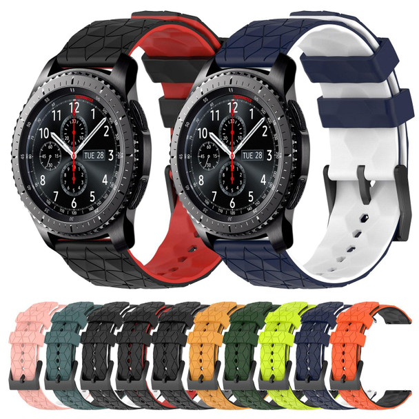 For Samsung Gear S3 Frontier 22mm Football Pattern Two-Color Silicone Watch Band(Midnight Blue + White)