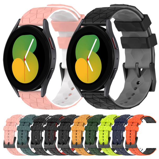 For Samsung Galaxy Watch 5 44mm 20mm Football Pattern Two-Color Silicone Watch Band(Olive Green + Black)
