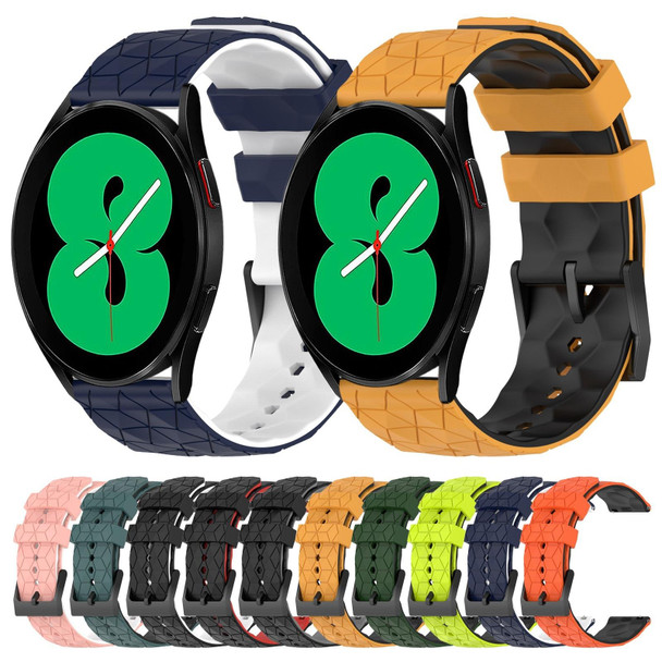 For Samsung Galaxy Watch 4 44mm 20mm Football Pattern Two-Color Silicone Watch Band(Lime Green + Black)