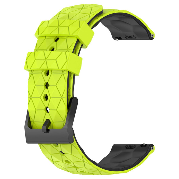 For Samsung Galaxy Watch 4 44mm 20mm Football Pattern Two-Color Silicone Watch Band(Lime Green + Black)