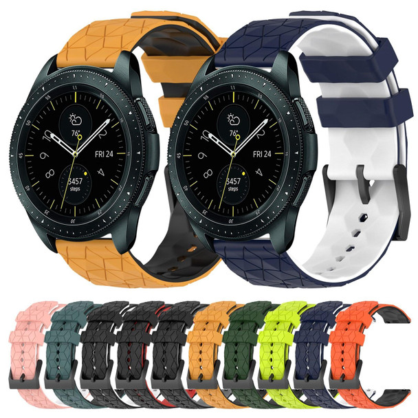 For Samsung Galaxy Watch 42mm 20mm Football Pattern Two-Color Silicone Watch Band(Olive Green + Black)