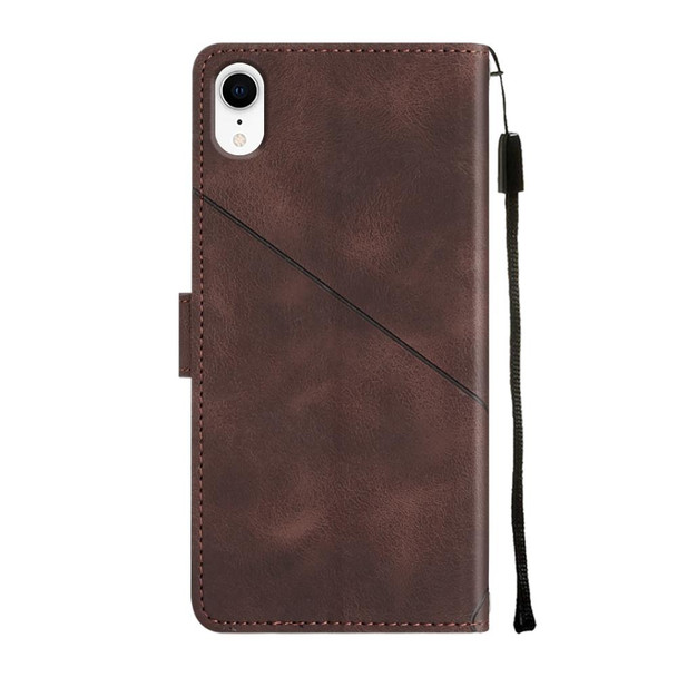 For iPhone XR Skin-feel Embossed Leatherette Phone Case(Brown)