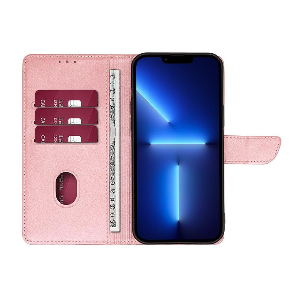 For OPPO Reno8 T 4G Calf Texture Buckle Flip Leatherette Phone Case(Rose Gold)