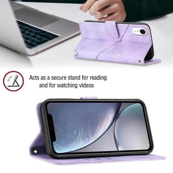 For iPhone XR Skin-feel Embossed Leatherette Phone Case(Light Purple)
