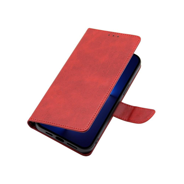 For OPPO A17k Calf Texture Buckle Flip Leatherette Phone Case(Red)