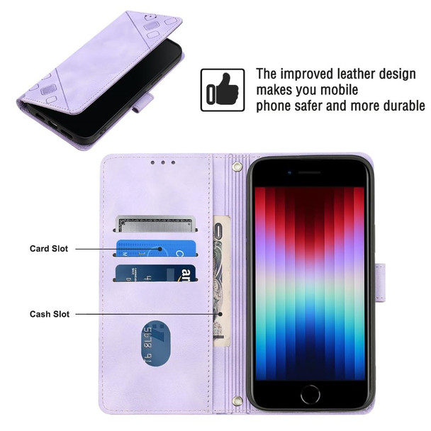 For iPhone SE 2022 / 2020 / 7 / 8 Skin-feel Embossed Leatherette Phone Case(Light Purple)