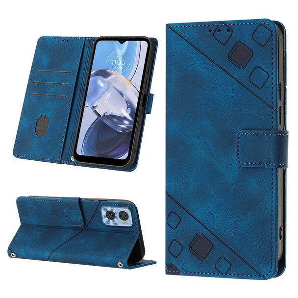 For Motorola Moto E22i 4G / E22 4G Skin-feel Embossed Leatherette Phone Case(Blue)
