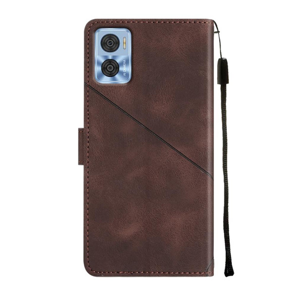 For Motorola Moto E22i 4G / E22 4G Skin-feel Embossed Leatherette Phone Case(Brown)