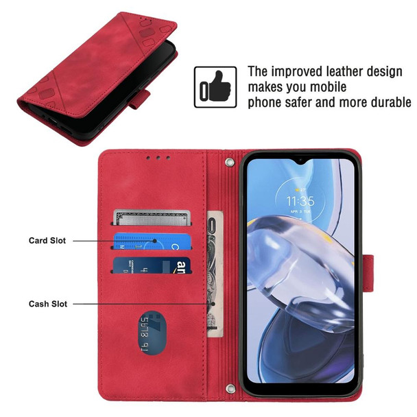 For Motorola Moto E22i 4G / E22 4G Skin-feel Embossed Leatherette Phone Case(Red)