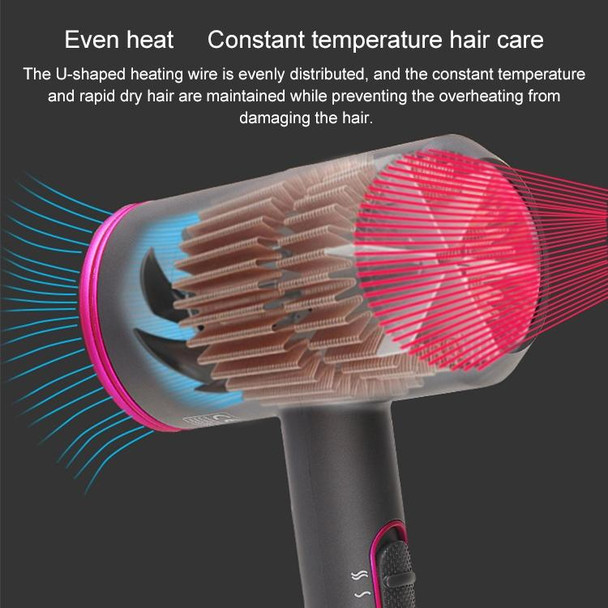 High-power 2000W Anionic Cold Hot Air Constant Temperature Hair Dryer, EU Plug(Red + Grey)