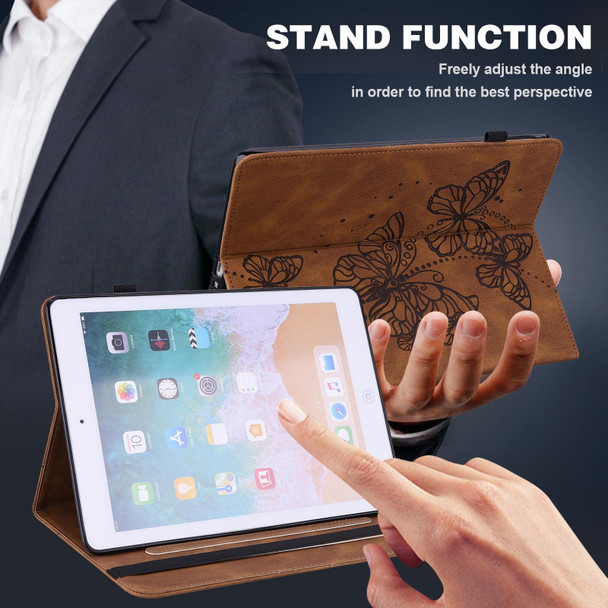 For Lenovo Pad Plus 2023 11.5 inch / Tab P11 Gen 2 Embossed Butterfly Pattern Leatherette Tablet Case(Brown)