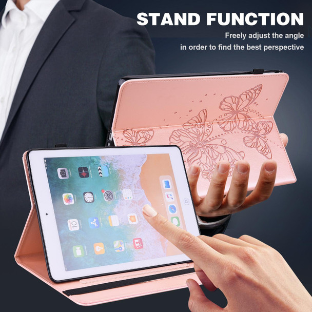 For Lenovo Pad Plus 2023 11.5 inch / Tab P11 Gen 2 Embossed Butterfly Pattern Leatherette Tablet Case(Pink)