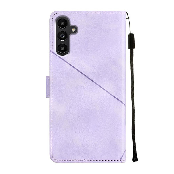 For Samsung Galaxy A13 5G /A04 4G/A04e Skin-feel Embossed Leatherette Phone Case(Light Purple)