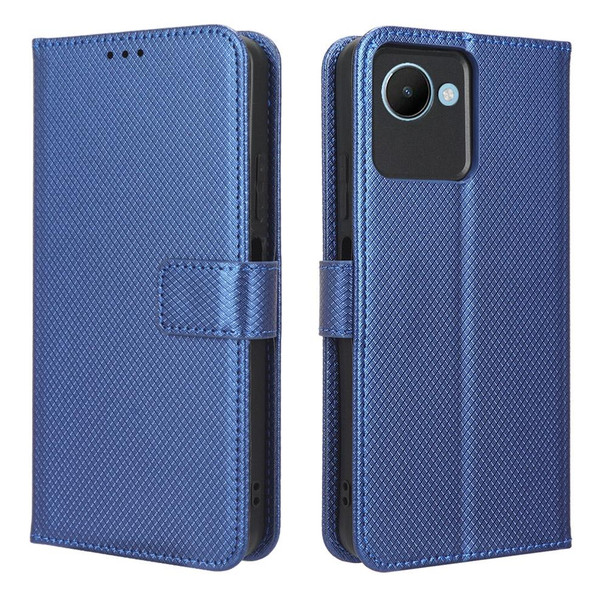 For Realme C30 / C30s Foreign Diamond Texture Leatherette Phone Case(Blue)