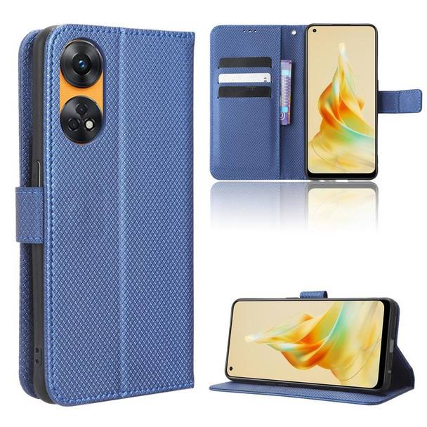 For OPPO Reno8 T 4G Diamond Texture Leatherette Phone Case(Blue)