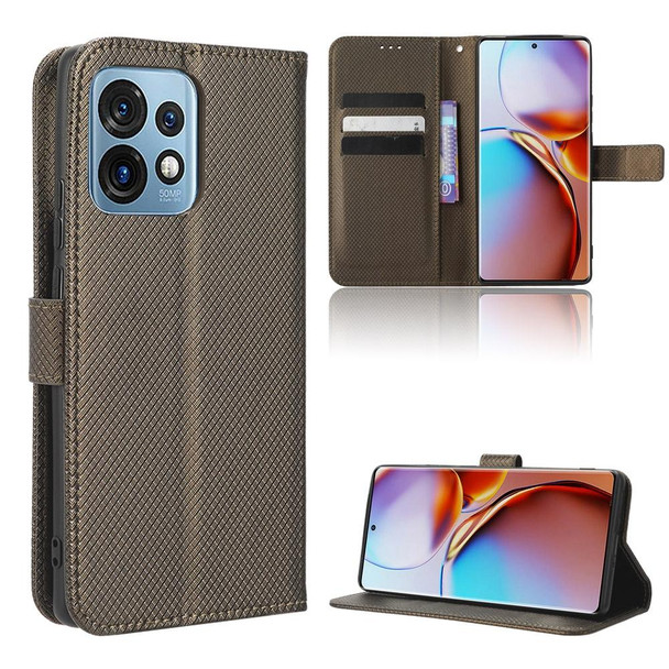 For Motorola Moto X40 Pro Diamond Texture Leatherette Phone Case(Brown)