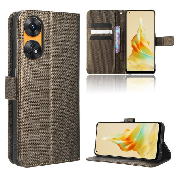 For OPPO Reno8 T 4G Diamond Texture Leatherette Phone Case(Brown)